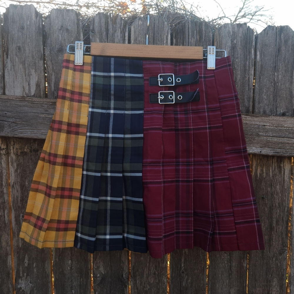 Plaid Tri Colored Mini Skirt